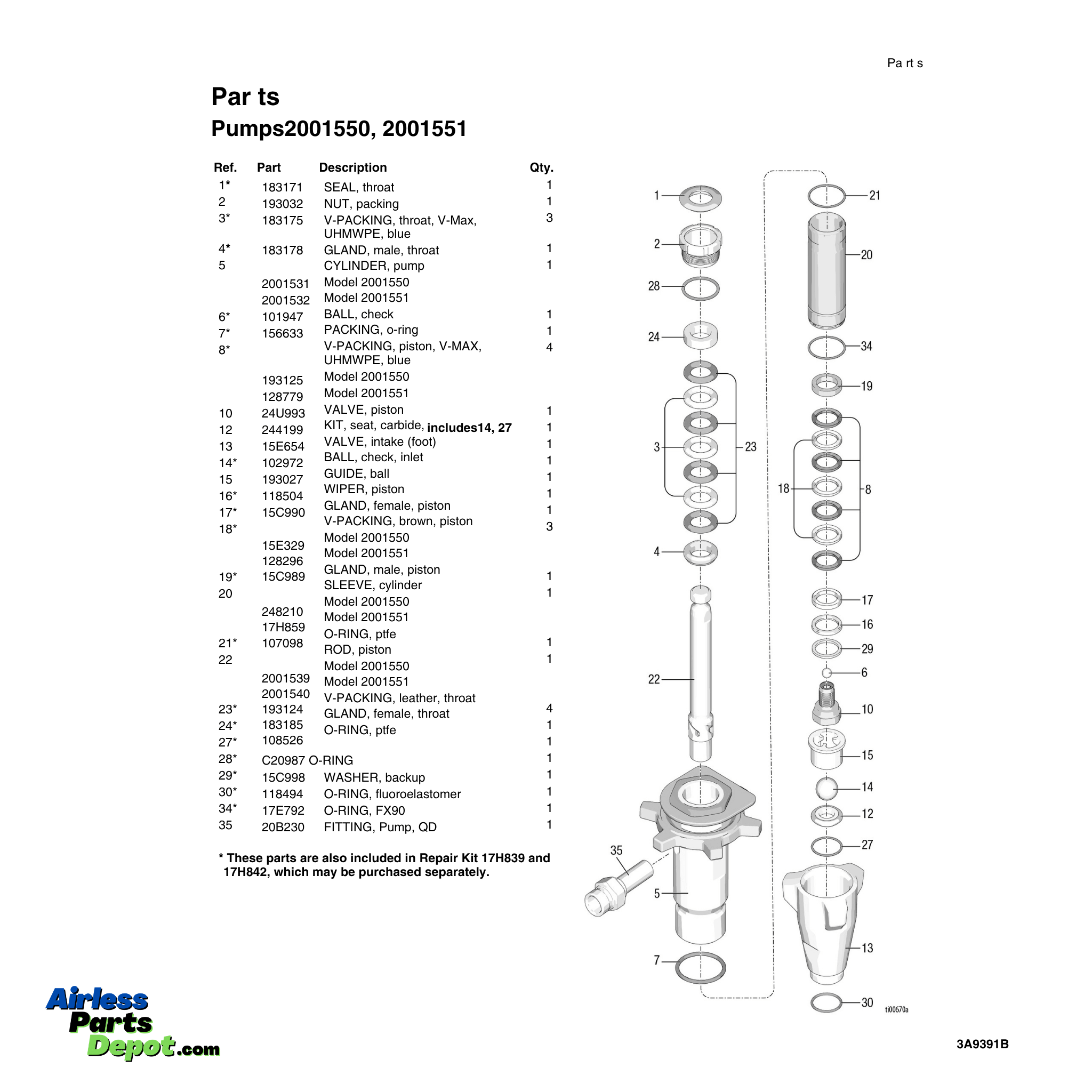 2001550 Endurance Vortex Pump parts